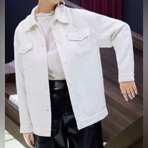 Flap pocket raw trim weed coat